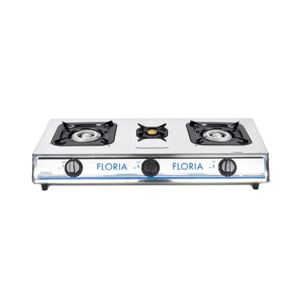 Aragaz 3 ochiuri Floria ZLN-8472, inox, compact, doar GPL butelie, design modern