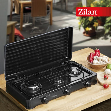 Aragaz 3 ochiuri Zilan ZLN-0032, negru, doar GPL butelie, compact, protectie