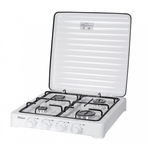 Aragaz 4 ochiuri Zilan ZLN-7079, doar GPL butelie, compact, protectie emailat, alb