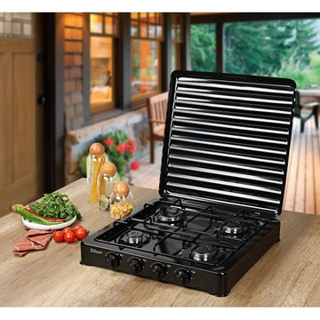 Aragaz 4 ochiuri Zilan ZLN-7079, negru, doar GPL butelie, compact, protectie emailat