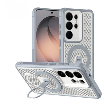 Husa MeshMag pentru Samsung A37, KickStand, Magnet Ring - Alb