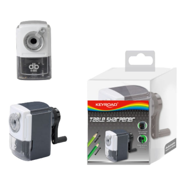 Ascutitoare mecanica Keyroad KR971768, 1 orificiu, cu manivela, plastic, alb-negru