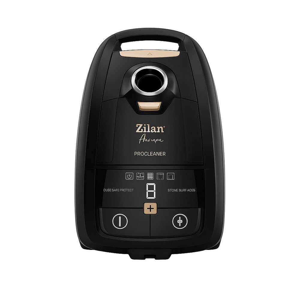 Aspirator cu sac Zilan ZLN4500 Aurum, 2400W, 5L, cupru, HEPA, afisaj digital, telecomanda, furtun 360°, silentios