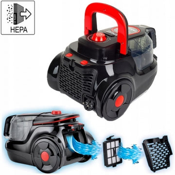 Aspirator fara sac Zilan ZLN3512, 750W, filtrare ciclonica, filtru HEPA, 2L, tub inox telescopic, control putere, 75dB, negru-rosu