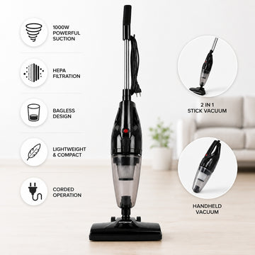 Aspirator Vertical cu Fir Lyxun LX7025 1000W 2 in 1 Filtru HEPA Negru Compact
