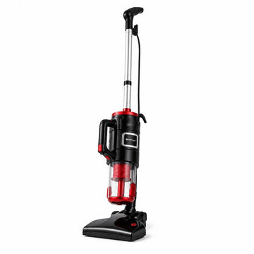 Aspirator vertical cu fir multifunctional 3 in 1 Hoffmans HM-8803 Putere 1800W, Filtrare multipla, Cablu 4.8m, Negru/Rosu