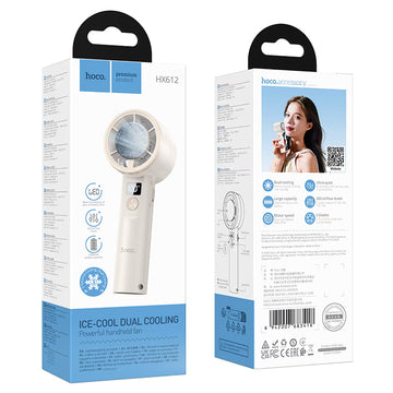 Cooler Hoco HX612, Portabil de Mana, Placa Racire Ice Pack, 2000mAh, 9000RPM, Afisaj Digital - Alb