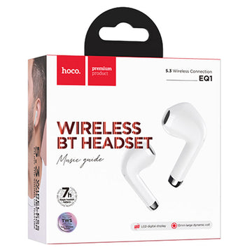 Casti Wireless Hoco EQ1, Ear Buds, BT 5.3, 180h StandBy, 400mAh, Display LED, MusicGuide - Alb