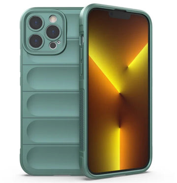 Husa Wave pentru iPhone 14 Pro, Grip Microfiber, ShockProof - Deep verde