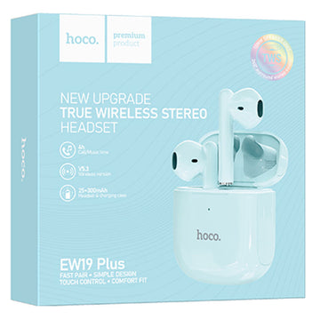 Casti Wireless Hoco EW19 Plus, Ear Buds, BT 5.3, 180h StandBy, 300mAh, Delighted - Albastru