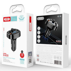 Modulator FM XO BCC03, 18W, 2xUSB-A, 2xUSB-A, QC 3.0, Power LED - Negru