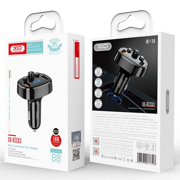 Modulator FM XO BCC03, 18W, 2xUSB-A, 2xUSB-A, QC 3.0, Power LED - Negru