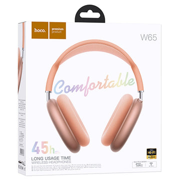 Casti Wireless Hoco W65, Over Ear, BT 5.4, 45h StandBy - Portocaliu