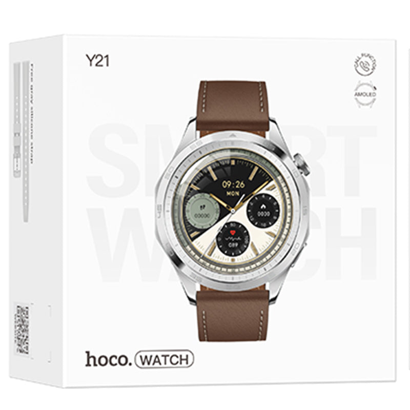 Hoco (Y21) - Ceas SmartWatch, Amoled, BT 5.0, Multifunction + telefon, 250mAh, Silver