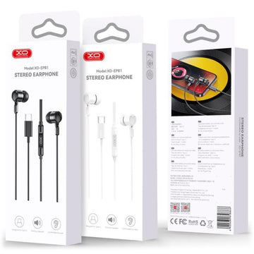 Casti cu Fir XO EP81, In Ear, USB-C, 1.2m Cablu, Digital - Negru