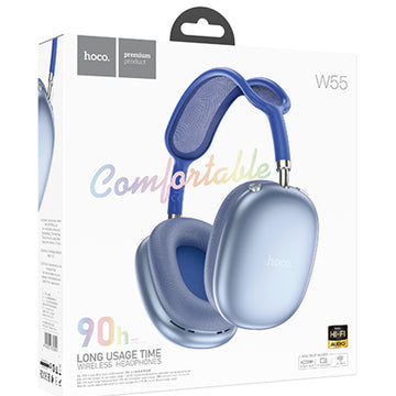 Casti Wireless Hoco W55, Over Ear, BT 5.4, 200h StandBy, TF Card - Albastru