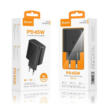 Incarcator Priza X-Start CDQ096, PD45W, USB-C, 5V, 3A, SuperFast - Negru