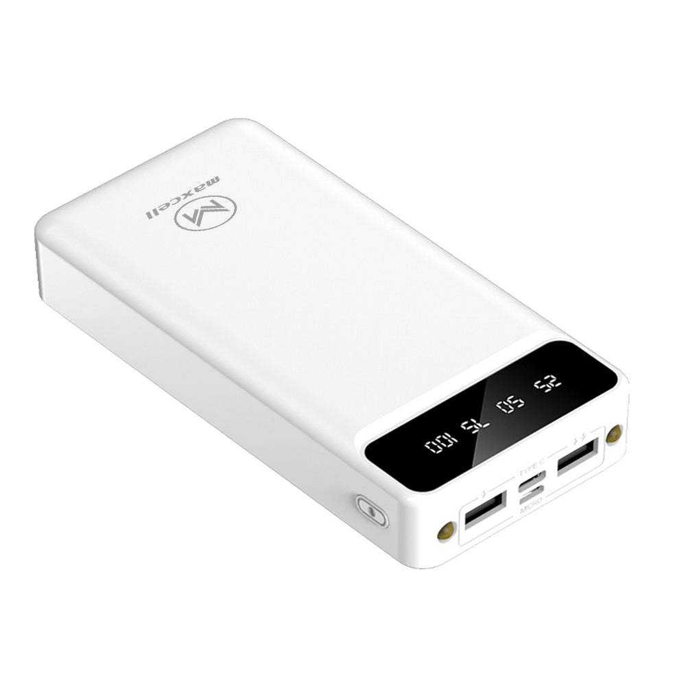 Baterie externa Maxcell PJ0086, 30000mAh, 2 X USB-A, Lampi LED - Alb