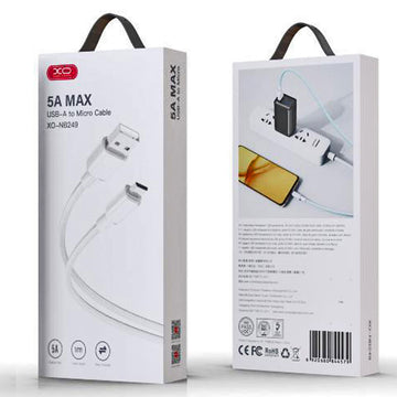 Cablu Date si Incarcare XO NB249, USB-A la MicroUSB, 5A, Braided, 1m - Alb