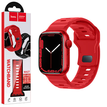 Hoco WA27, Curea Silicon, Universal Size 42/44/45/49mm, Flexibile Band, Stepped - Rosu