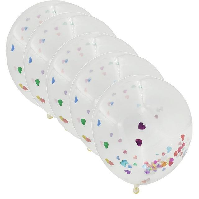Baloane aniversare, 11cm, transparent cu confetti, COD1, set 5 buc
