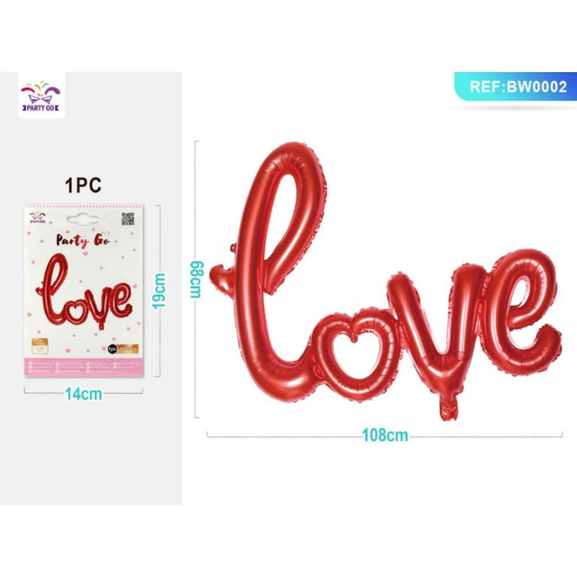 Balon din folie PartyGo Love, 108cm, rosu, BW0002