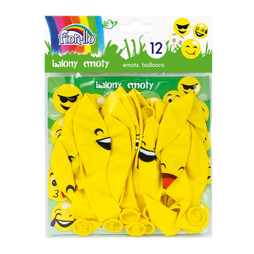 Baloane aniversare Fiorello, 30.5cm, emoticoane diverse modele, galben, 170-2328, set 12 buc