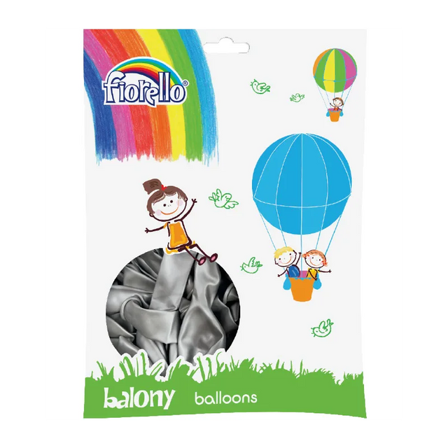 Baloane aniversare Fiorello, 25.4cm, argintiu metalizat, 170-2502, set 100 buc