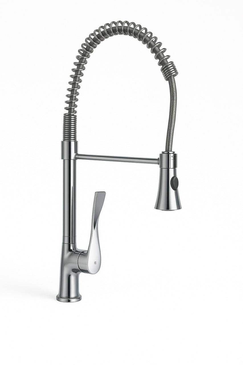 Baterie bucatarie Z-Inox ZLN8153, gat flexibil 45cm, 2 jeturi, cartus ceramic 2 trepte, crom