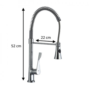 Baterie bucatarie Z-Inox ZLN8153, gat flexibil 45cm, 2 jeturi, cartus ceramic 2 trepte, crom