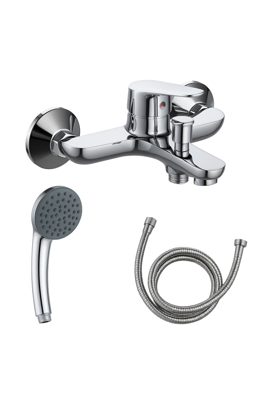 Baterie cada Z-Inox ZLN8177, monocomanda, para dus si furtun 1.5m, cartus ceramic, finisaj cromat, argintiu