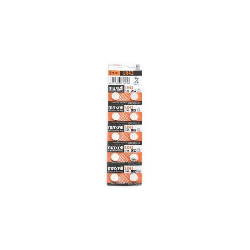 Baterie Maxell AG12 / LR43 / 186, 1.5V, alcalina, set 2 buc