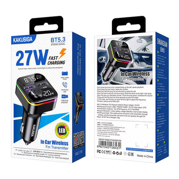 Modulator FM Kaku KSC-1181, PD27W, 2xUSB-A, Functie HandsFree - Negru