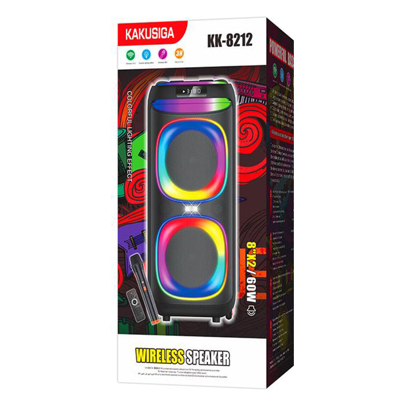 Kaku (KK-8212) Boxa Portabila, 2x60W, 4500mAh, LED Display, Subwoofer, Ambient Light, Black