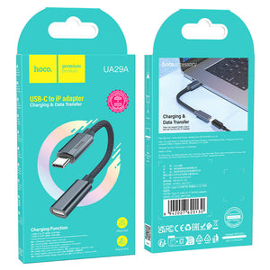 Adaptor OTG Transfer Hoco UA29A, USB-C la Lightning, 15cm - Albastru inchis