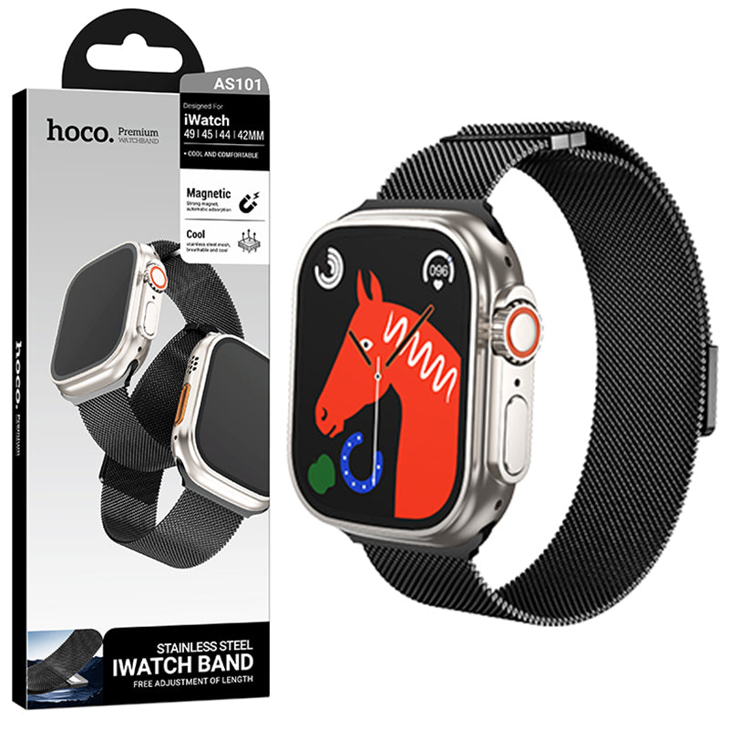 Hoco(AS101) - Curea metalica, Universal Size(42/44/45/49mm), Double, Milanese Style, Black