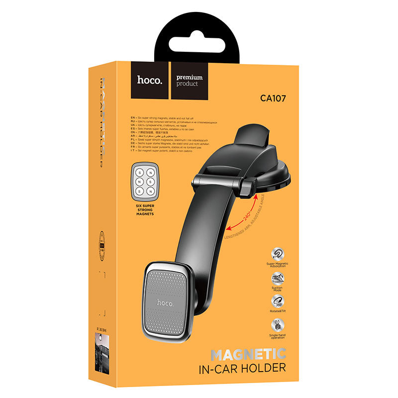 Suport Auto Hoco CA107, Magnetic, Montaj Bord, MultiAngle - Negru
