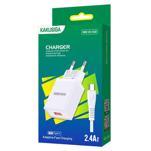 Incarcator Retea + Cablu USB-C Kaku KSC-781, 18W, 2.4A, 1xUSB-A, QC 3.0 - Alb