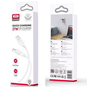 Cablu Date si Incarcare XO NB-Q236A, USB-C la Lightning, PD27W, QC3.0, Braided, 1m - Alb