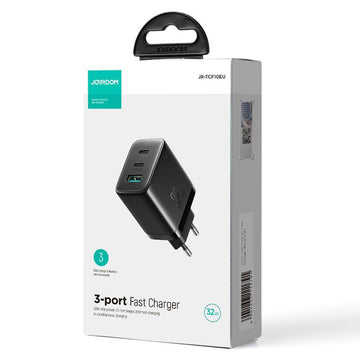 Incarcator Retea Joyroom JR-TCF10, 32W, 2xUSB-C, 1xUSB-A, PD, QC 3.0 - Negru