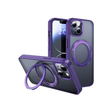 Husa Hoco AS1 pentru iPhone 15, MagSafe, Ring Stand, Frosted - Mov