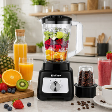 Blender cu rasnita Hoffmans HM-2102, 600W, vas 1.75L, 2 viteze + Pulse, recipient pentru macinare inclus, Black/White
