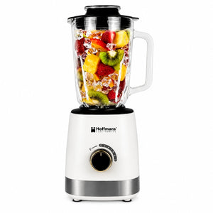 Blender Hoffmans HM-2075, 1200W, Vas din sticlă 1.5L, 6 lame inox, Funcție Pulse, Alb