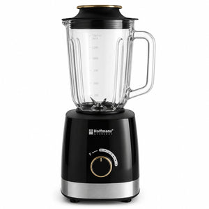Blender Hoffmans HM-2075, 1200W, Vas din sticlă 1.5L, 6 lame inox, Funcție Pulse, Negru