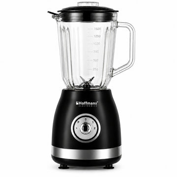 Blender Hoffmans HM-2079, 1000W, 1.5L, 2 in 1, Rasnita Inclusa, 6 Lame Inox, Negru
