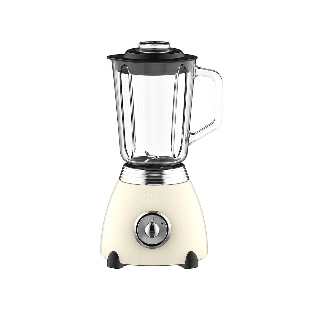 Blender Retro Zilan ZLN1207, 500W, capacitate 1.5L, 2 trepte viteza + functie Pulse, vas din sticla, lame inox