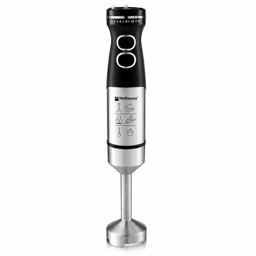 Blender vertical 5 in 1 Hoffmans HM-8032, 1000W, motor din cupru, 15 viteze, tocator inclus, tel inox, pahar gradat, Black/Silver
