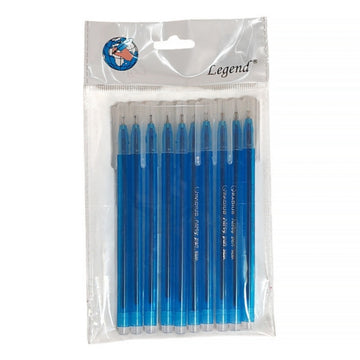 Blister 10x Pix cu bila Radius Nifty, 0.7mm, cu capac, corp albastru semitransparent, scris albastru