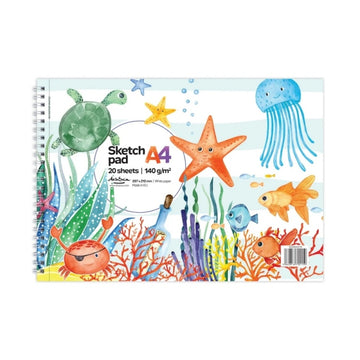 Blocnotes A4 Drasca, 20 file, 140g, cu spira, 29.7x21cm, sea world 900900279