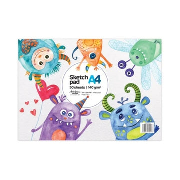 Blocnotes A4 Drasca, 50 file, 140g, lipit, 29.7x21cm, glued monsters 900900281